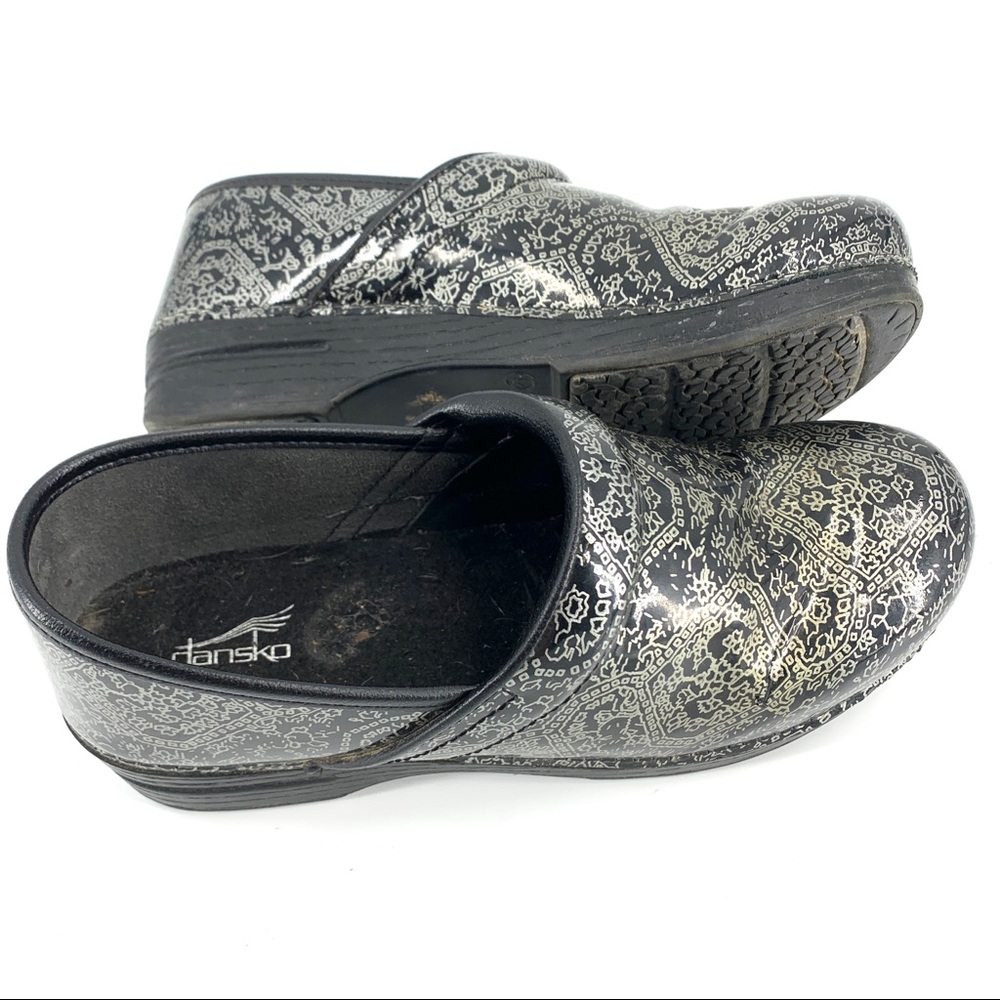Dansko Metallic Black And Silver Clogs Size 42 - image 5